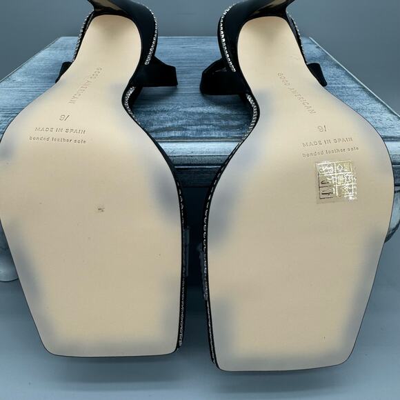 NEW Good American Women’s Crystal Crush Lucite Sandals Black Size 7.5 - Picture 9 of 9